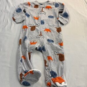Carter's Child of Mine - 6-9M - Grey Fox Print Fleece Onesie Sleeper